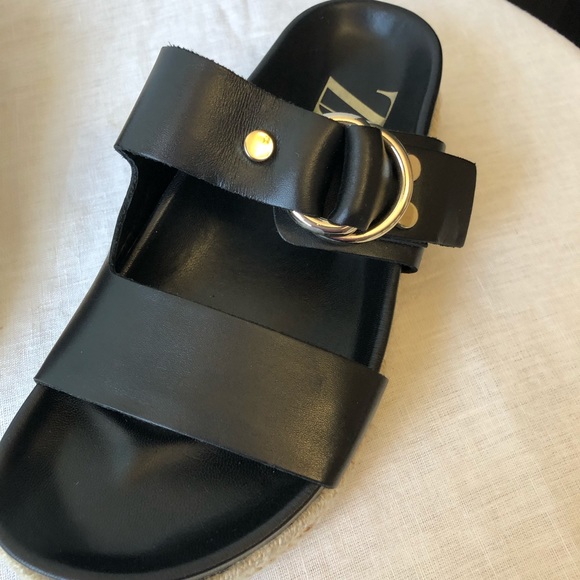 Zara Flat Leather Platform Espadrille Sandal - Picture 3 of 7